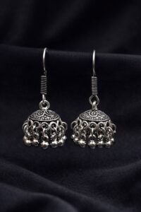 Silver Jhumka Earrings with Traditional Design