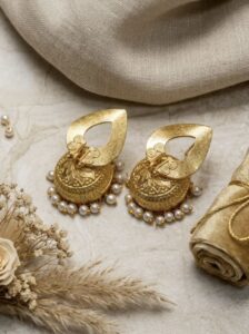 Traditional Pearl Jhumka with Gold Plated Design