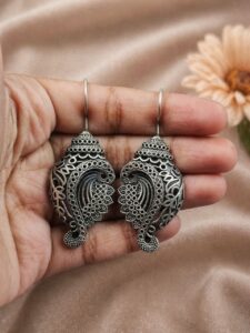 Antique Shankh Earrings with Vintage Silver Design