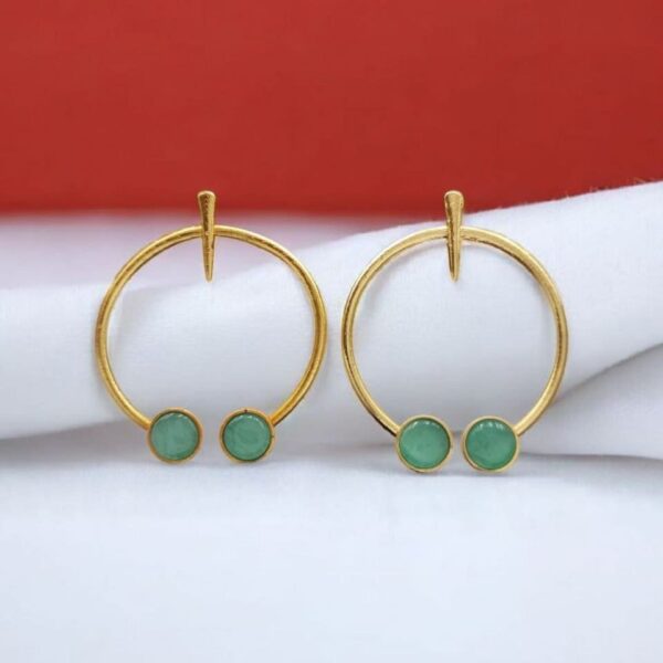 Contemporary Golden Monalisa Stone Circle Stud Earrings ? Best Jewelry - "Mint"
