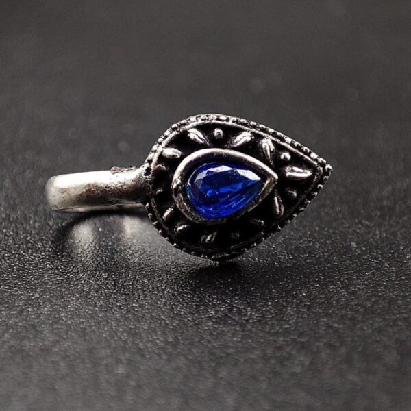 Oxidized Stone Nose Pin | Affordable Ethnic Jewelry for a Timeless Look - "Blue"