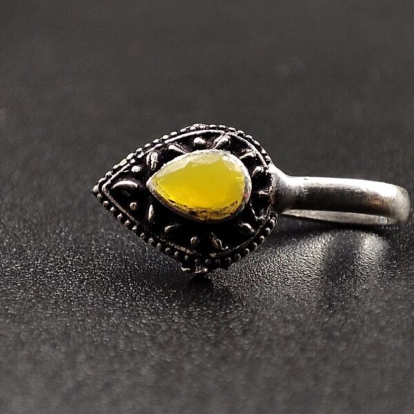 Handcrafted Oxidized Stone Nosepin for Traditional Look - "Yellow"