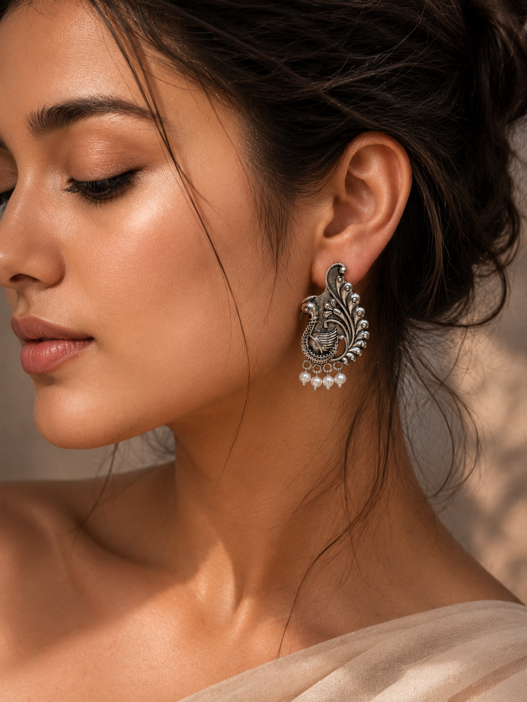 Admire Your Style with Perfect Brass Peacock Stud Earrings