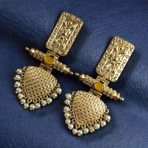 Premium Gold Plated Brass Earrings ? A Beautiful Blend of Traditional Elegance and Modern Style - ''Yellow''