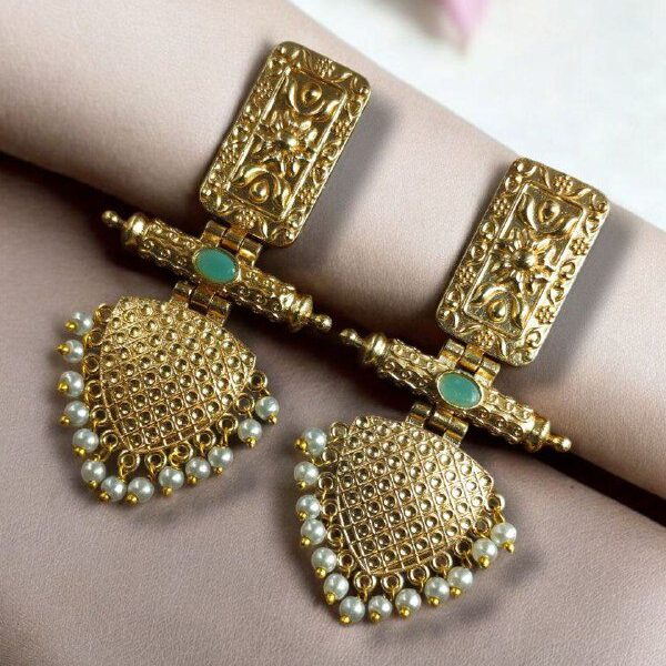Premium Gold Plated Brass Earrings ? A Beautiful Blend of Traditional Elegance and Modern Style - ''Mint''