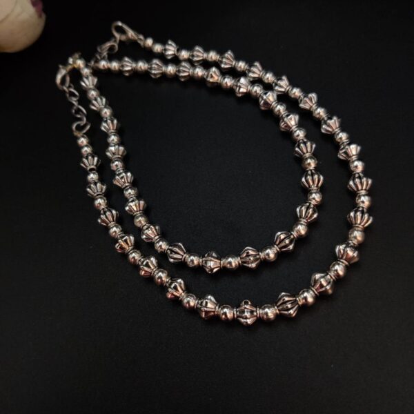 German Silver Flower Beads Anklets - Adjustable Size Anklet - "Silver"