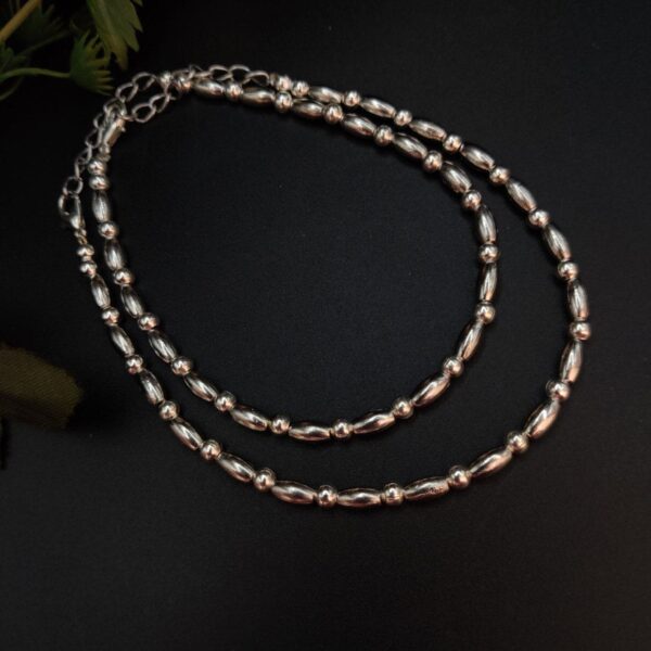 Oxdised Silver Plated Beads Anklets - Adjustable Size Anklet - "Silver"