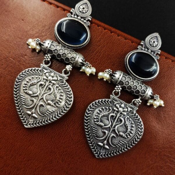 Dangler Stone Earrings - Affordable Silver Look Like Monalisa Stud - "Blue"