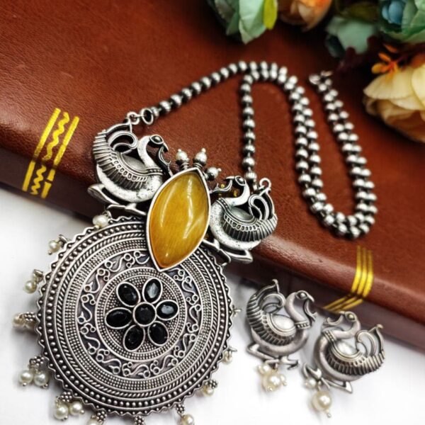 Gorgeous Oxidized Peacock Necklace: Unleash Your Style with Exquisite Elegance - "Yellow"