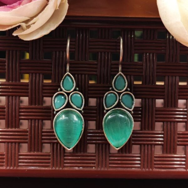 Affordable Silver Look Like Monalisa Hook Earrings For Girls - "Mint"