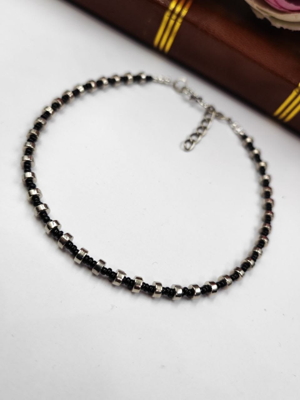 Beautiful Black Beads Anklets in oxidised | Cute Anklet for Girls