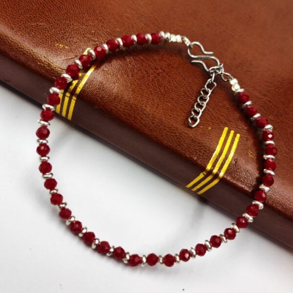 Oxidised Crystal Beads Anklet | Affordable Casual Wear Payal For Girls - "Maroon"