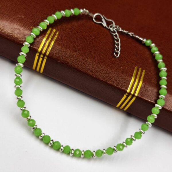 Oxidised Crystal Beads Anklet | Affordable Casual Wear Payal For Girls - "Parrot Green"
