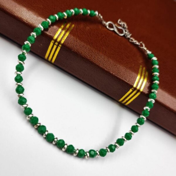 Oxidised Crystal Beads Anklet | Affordable Casual Wear Payal For Girls - "Green"