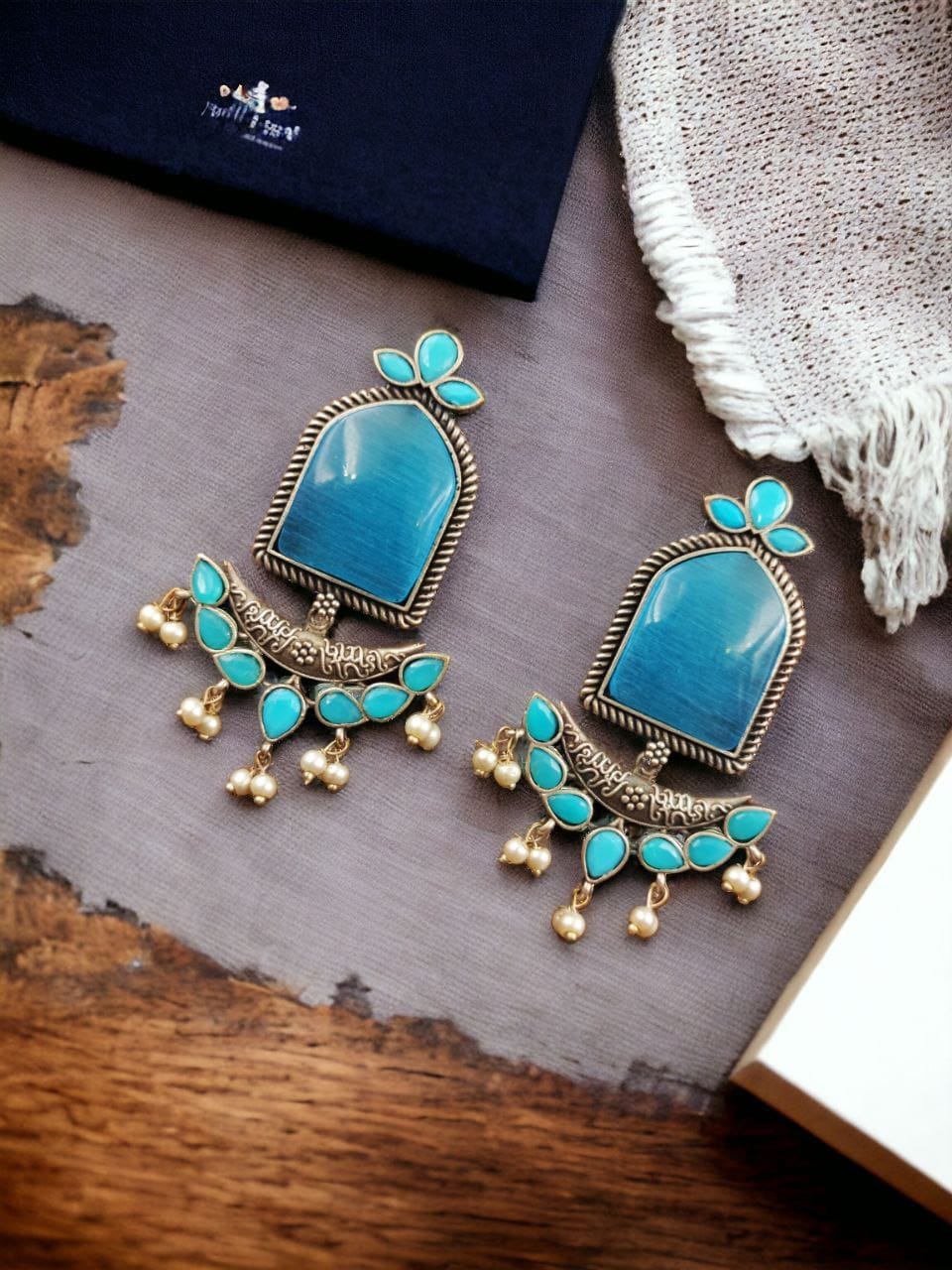 Fashionable Trendy Earrings - Best Silver Replica Jumbo Stone Dangler Earring