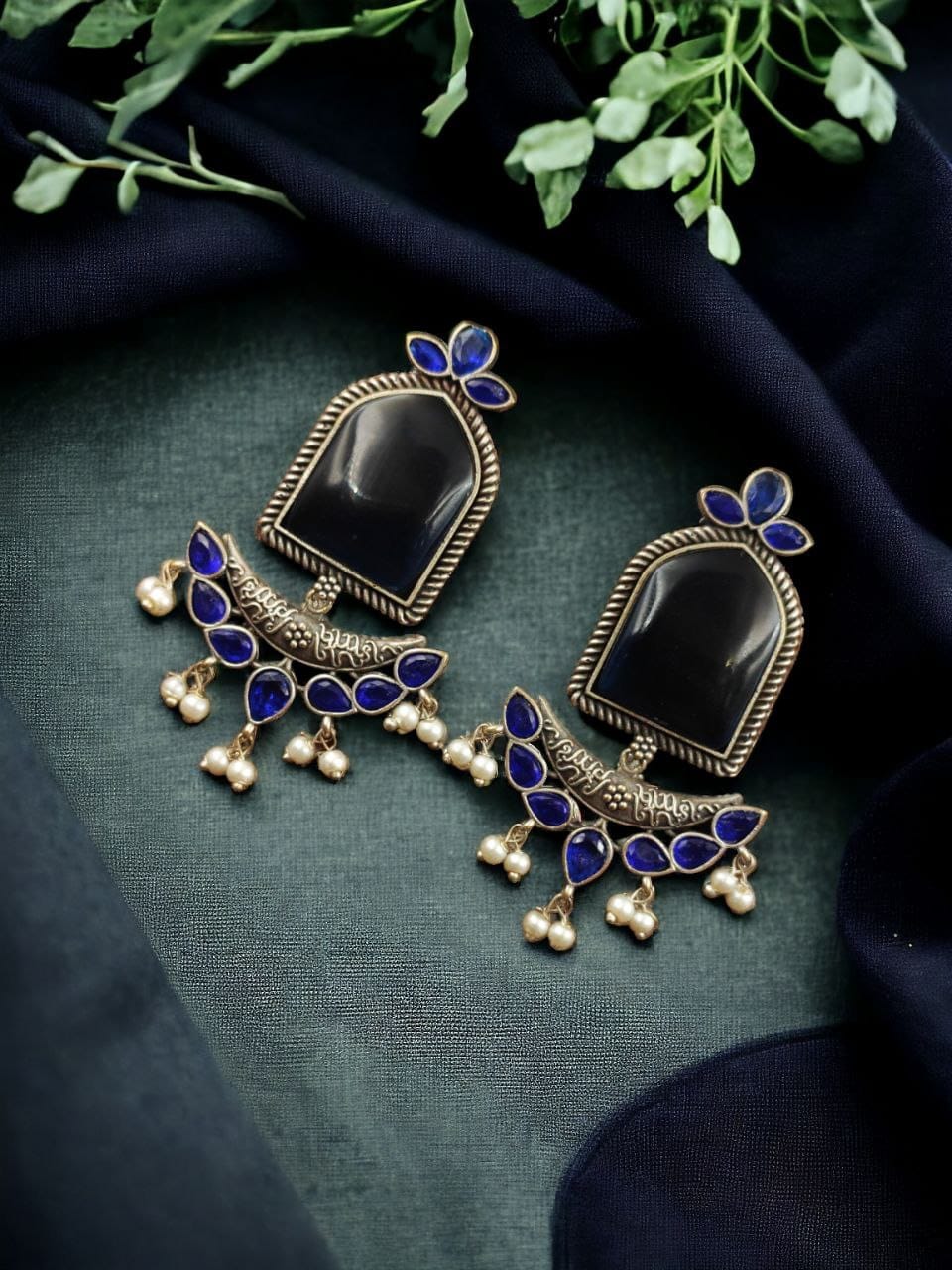 Fashionable Trendy Earrings - Best Silver Replica Jumbo Stone Dangler Earring - Image 8