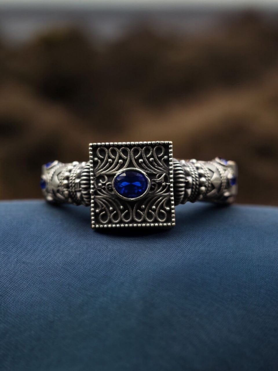 Silver Look Bangle | Free Size Openable Kada | Oxidized Bracelet - Image 5