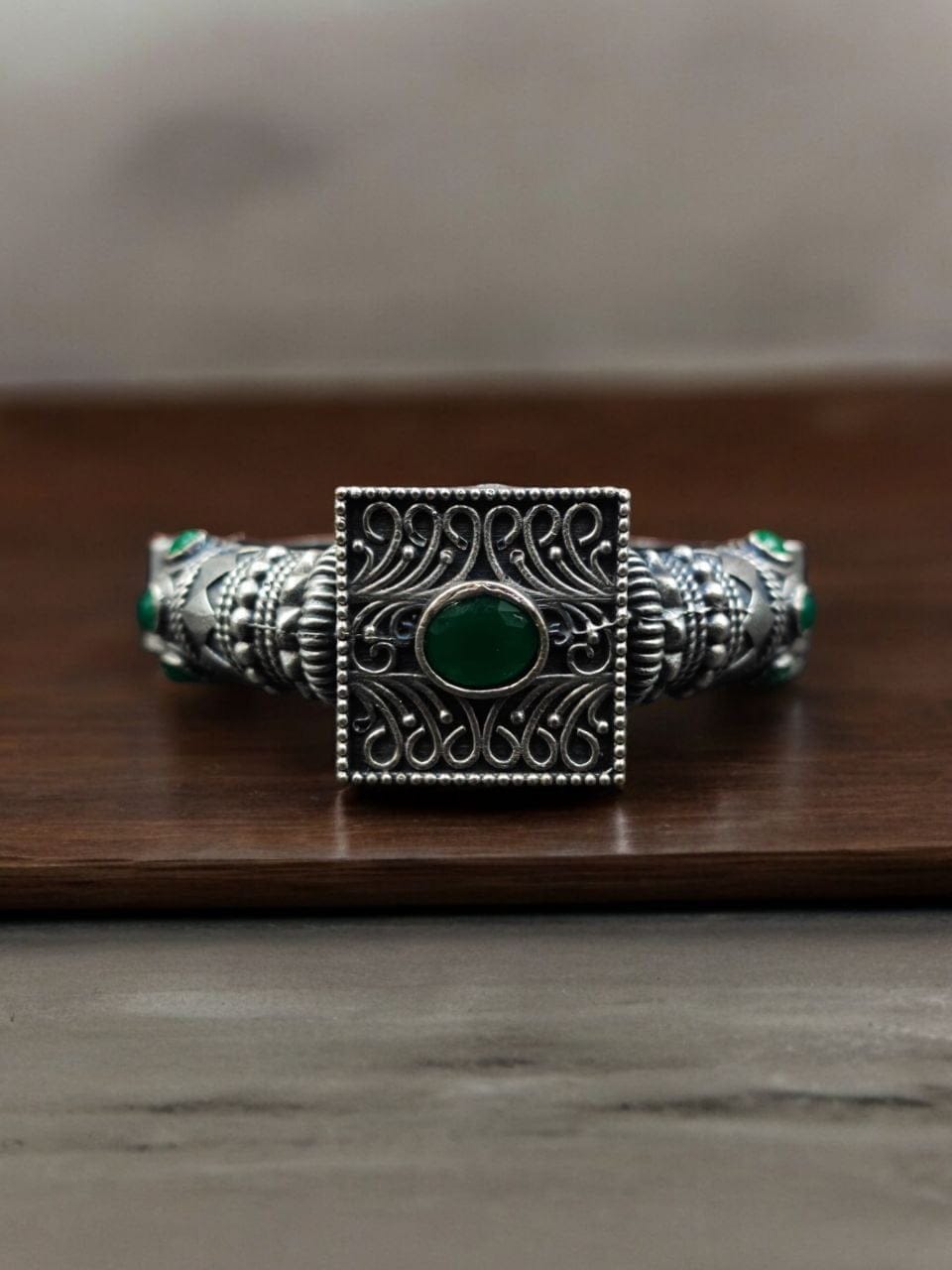 Silver Look Bangle | Free Size Openable Kada | Oxidized Bracelet - Image 3