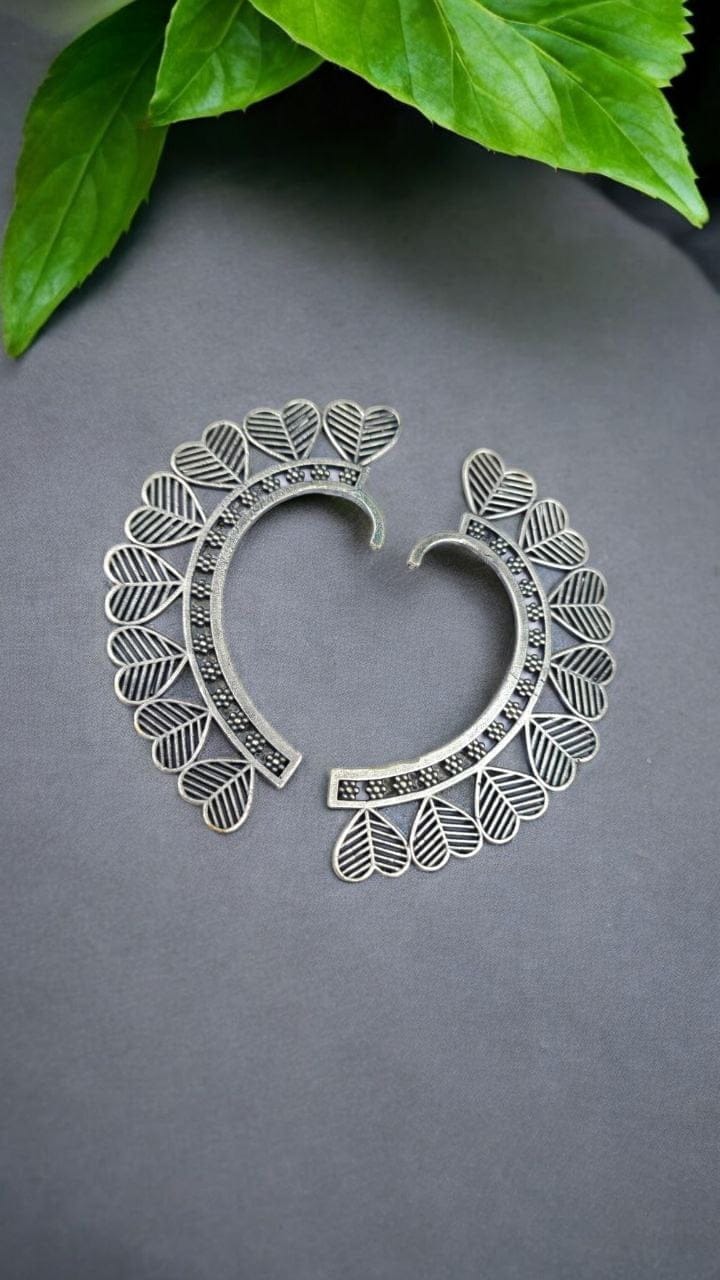 Antique Silver Earcuff | Heart Shape Ear cuff | Best Silver Replica Earrings - Image 2
