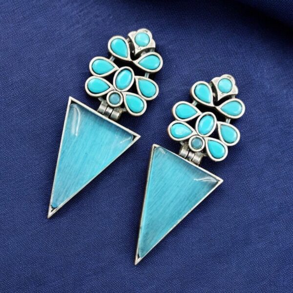 Designer Monalisa Silver Replica Dangler Earrings | Best Party-wear Jewelry - "Aqua"