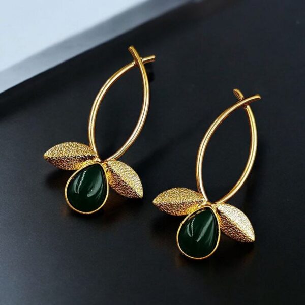 Gold Plated Indian Contemporary Earrings ? Perfect for Any Occasion - "Green"