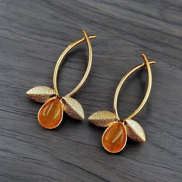 Gold Plated Indian Contemporary Earrings ? Perfect for Any Occasion - "Yellow"