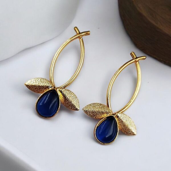 Gold Plated Indian Contemporary Earrings ? Perfect for Any Occasion - "Blue"