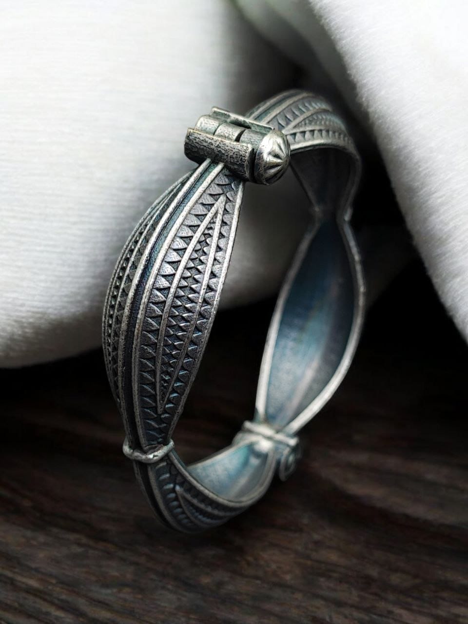 Silver Replica Bangle | Square Bracelet | Best Free Size Openable Kada - Image 5