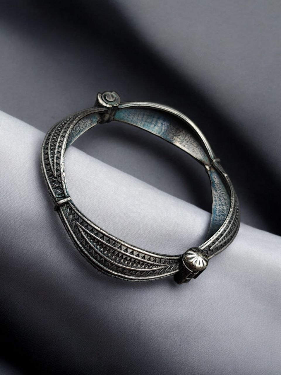 Silver Replica Bangle | Square Bracelet | Best Free Size Openable Kada - Image 3