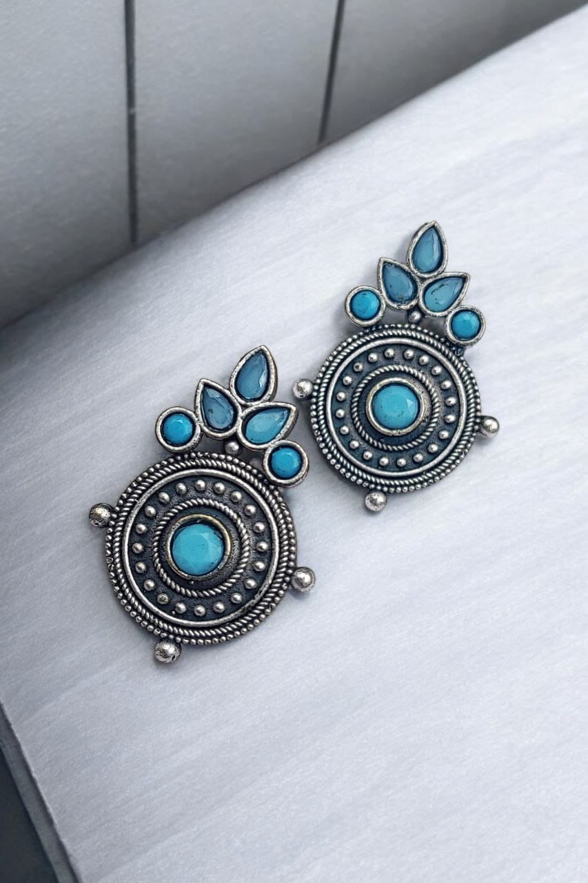 Oxidized Elephant Necklace Set | Unique Long Dangler Silver Touch Jewelry - Image 4