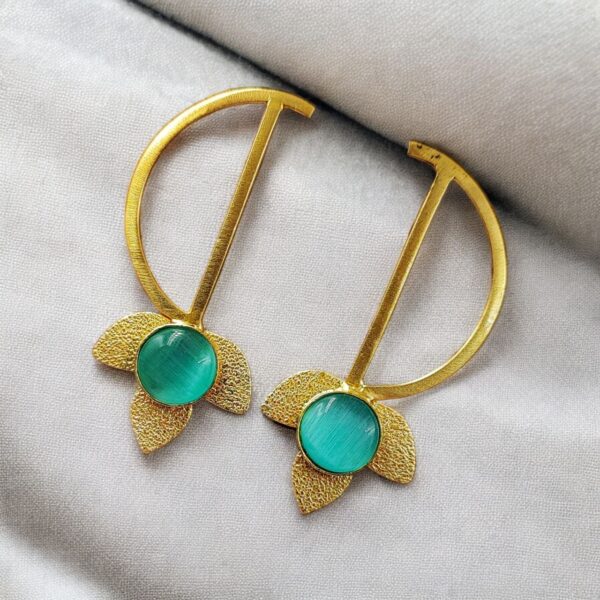 Light Weight Gold Polish Contemporary Earrings | Casual Wear Jewelry - "Skyblue"