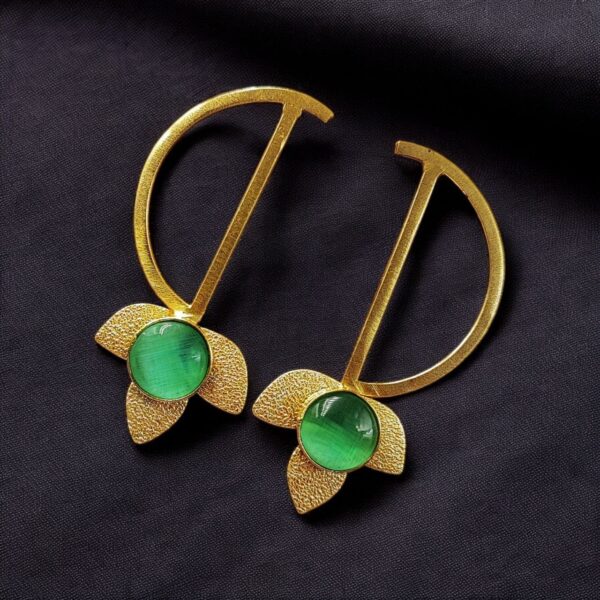 Light Weight Gold Polish Contemporary Earrings | Casual Wear Jewelry - "Mint"
