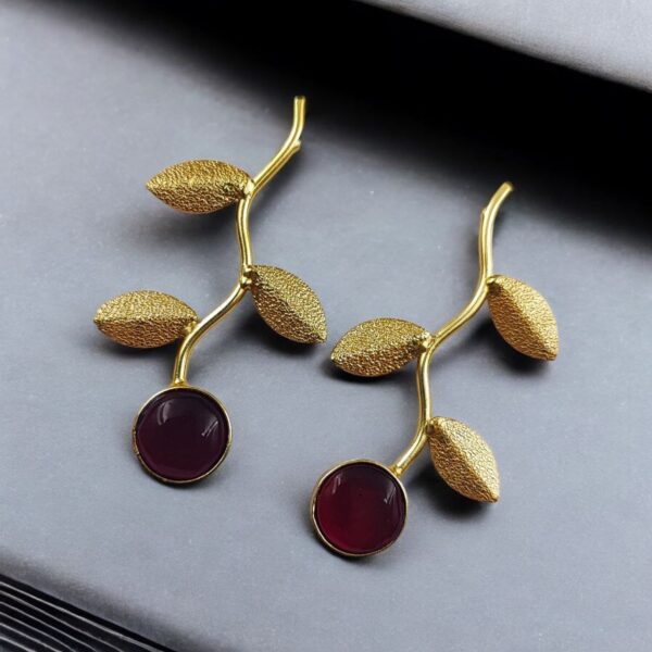 Handmade Gold-Plated Earrings | Unique Contemporary Earrings For Girls - "Red"