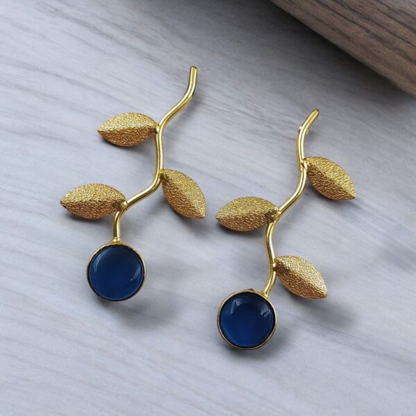 Handmade Gold-Plated Earrings | Unique Contemporary Earrings For Girls - "Blue"