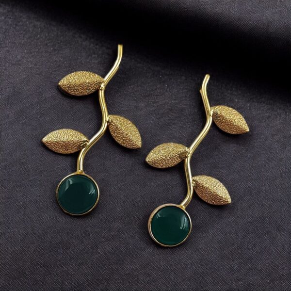 Handmade Gold-Plated Earrings | Unique Contemporary Earrings For Girls - "Green"
