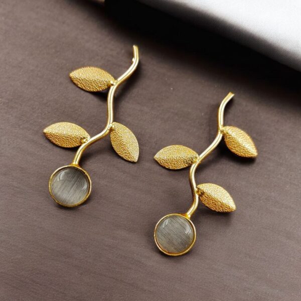 Handmade Gold-Plated Earrings | Unique Contemporary Earrings For Girls - "Grey"