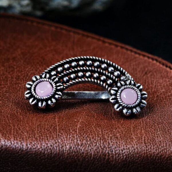 Marathi Nosepin | Oxidised Maharashtrian Nosepin | Best Non-Piercing Nose ring - "Pink"