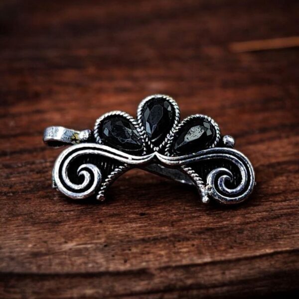 Silver Plated Marathi Nath | Best Press Nosepin in Maharashtrian Style - "Black"