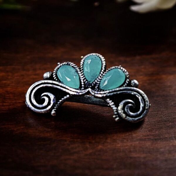 Silver Plated Marathi Nath | Best Press Nosepin in Maharashtrian Style - "Mint"