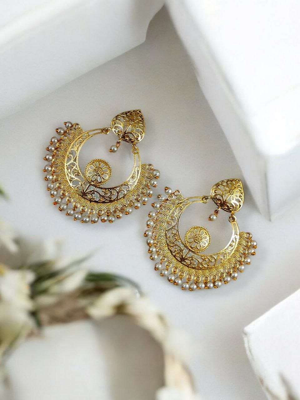 Designer Chandbali Earrings | Best Gold-plated Contemporary Earring For Girls