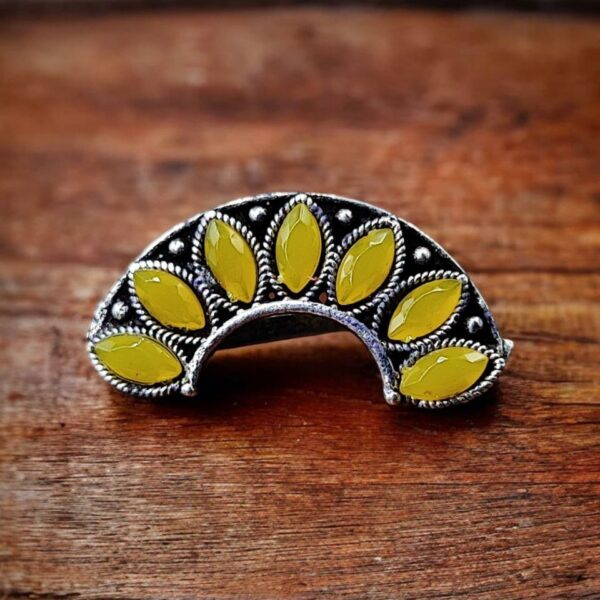Marathi Nath | Adorable Oxidised Maharashtrian Nosepin Non-Piercing - "Yellow"