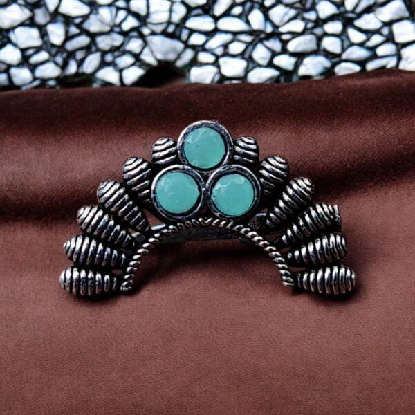 Traditional Maharashtrian Nath | Best Oxidised Marathi Nosepin Non-Piercing - "Mint"