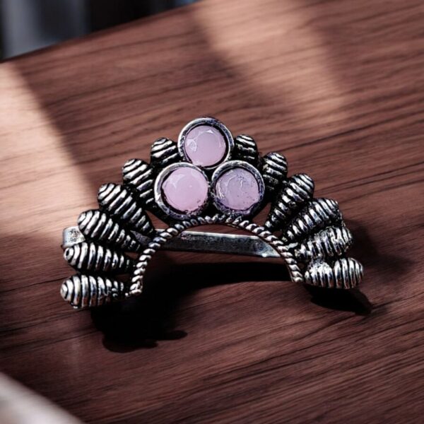 Traditional Maharashtrian Nath | Best Oxidised Marathi Nosepin Non-Piercing - "Babypink"