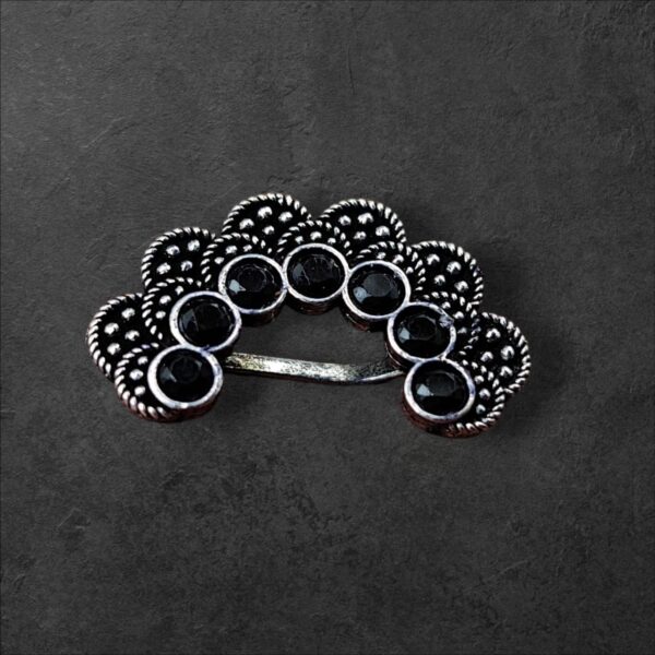 Big Size Nose pin | Oxidised Marathi Press Nosepin | Maharashtrian Nath - "Black"