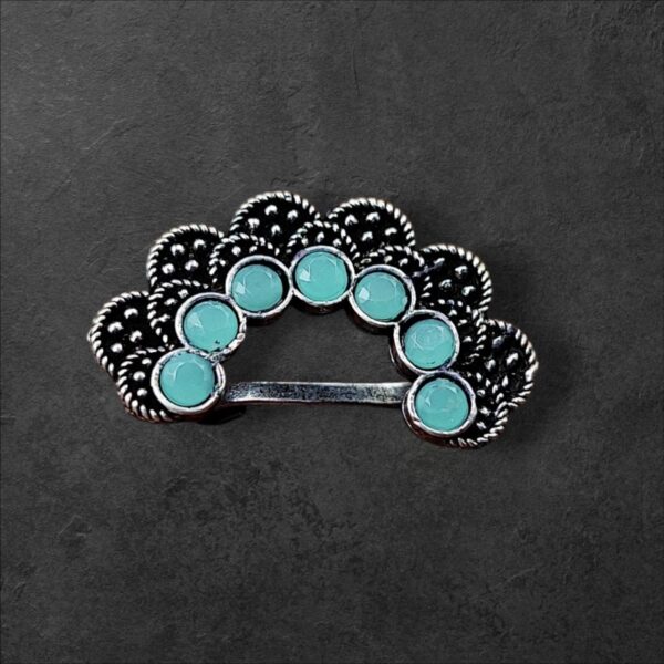 Big Size Nose pin | Oxidised Marathi Press Nosepin | Maharashtrian Nath - "Aqua"
