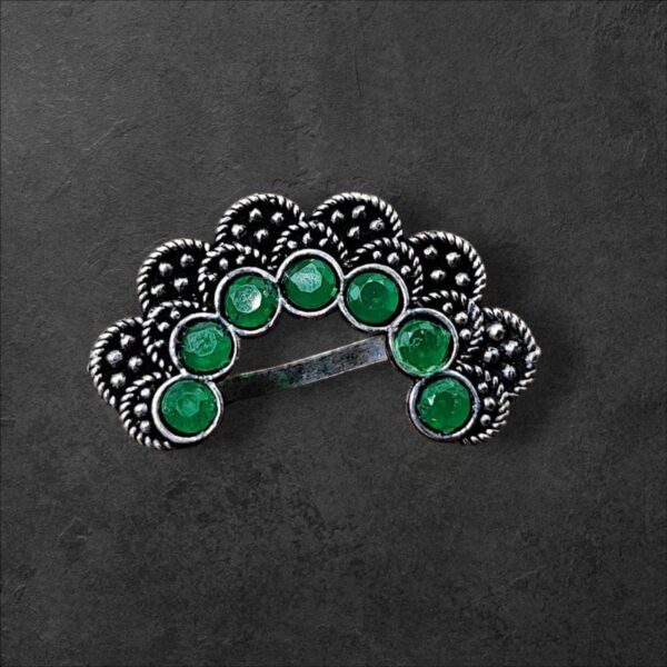 Big Size Nose pin | Oxidised Marathi Press Nosepin | Maharashtrian Nath - "Green"
