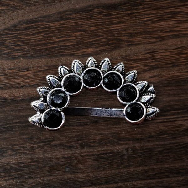 Oxidized Marathi Nosepin / Nath For Girls | Best Maharashtrian Press Nose Jewelry - "Black"