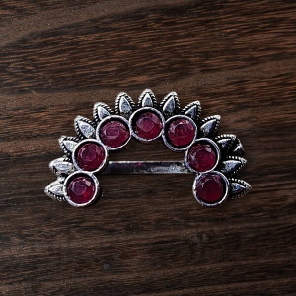 Oxidized Marathi Nosepin / Nath For Girls | Best Maharashtrian Press Nose Jewelry - "Pink"