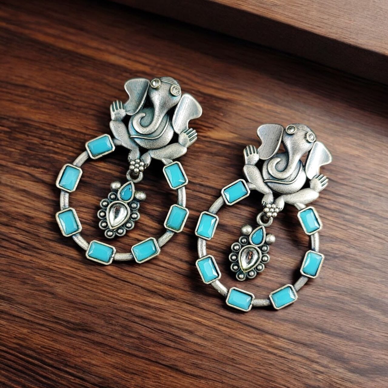 Trendy Oxidised Ganesha Earrings | Stylish Silver Replica Jewelry for Women - Image 8