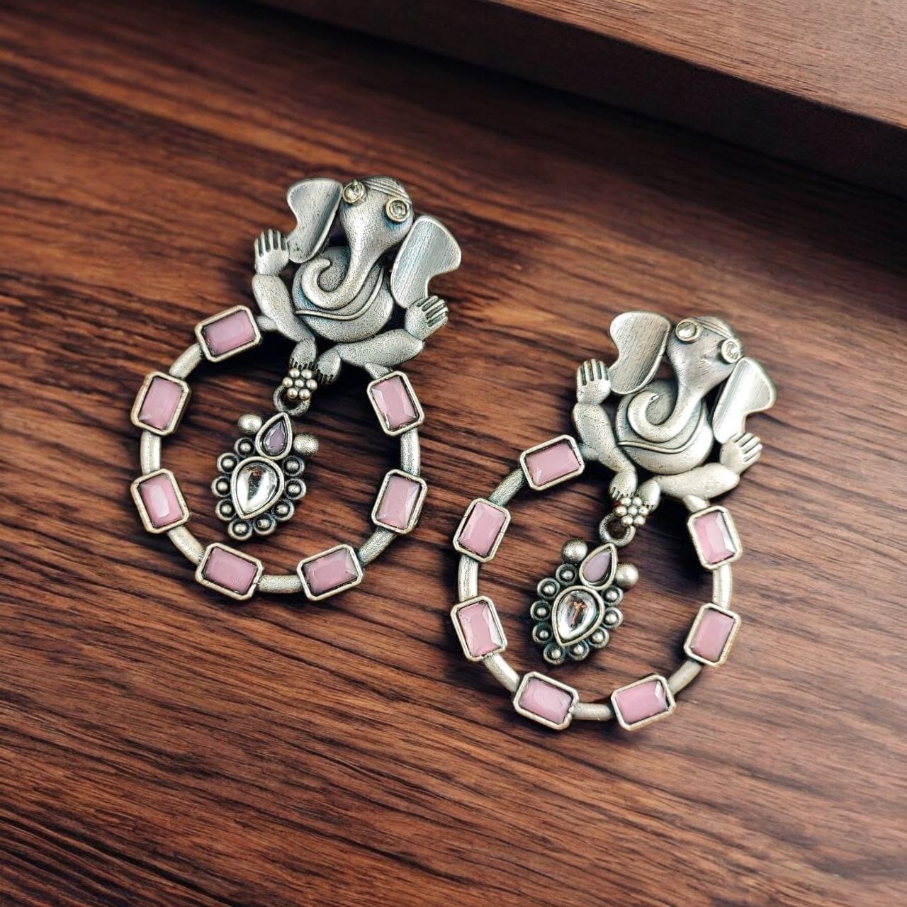 Trendy Oxidised Ganesha Earrings | Stylish Silver Replica Jewelry for Women - Image 3